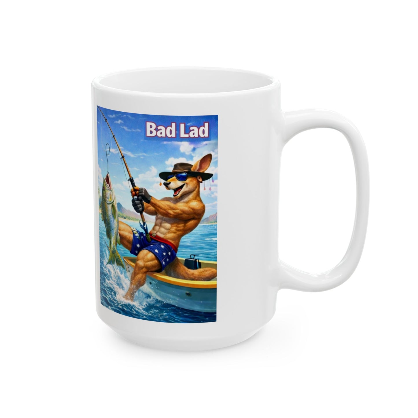 The Bad Lad Action Roo Collection Fishing Coffee Mug
