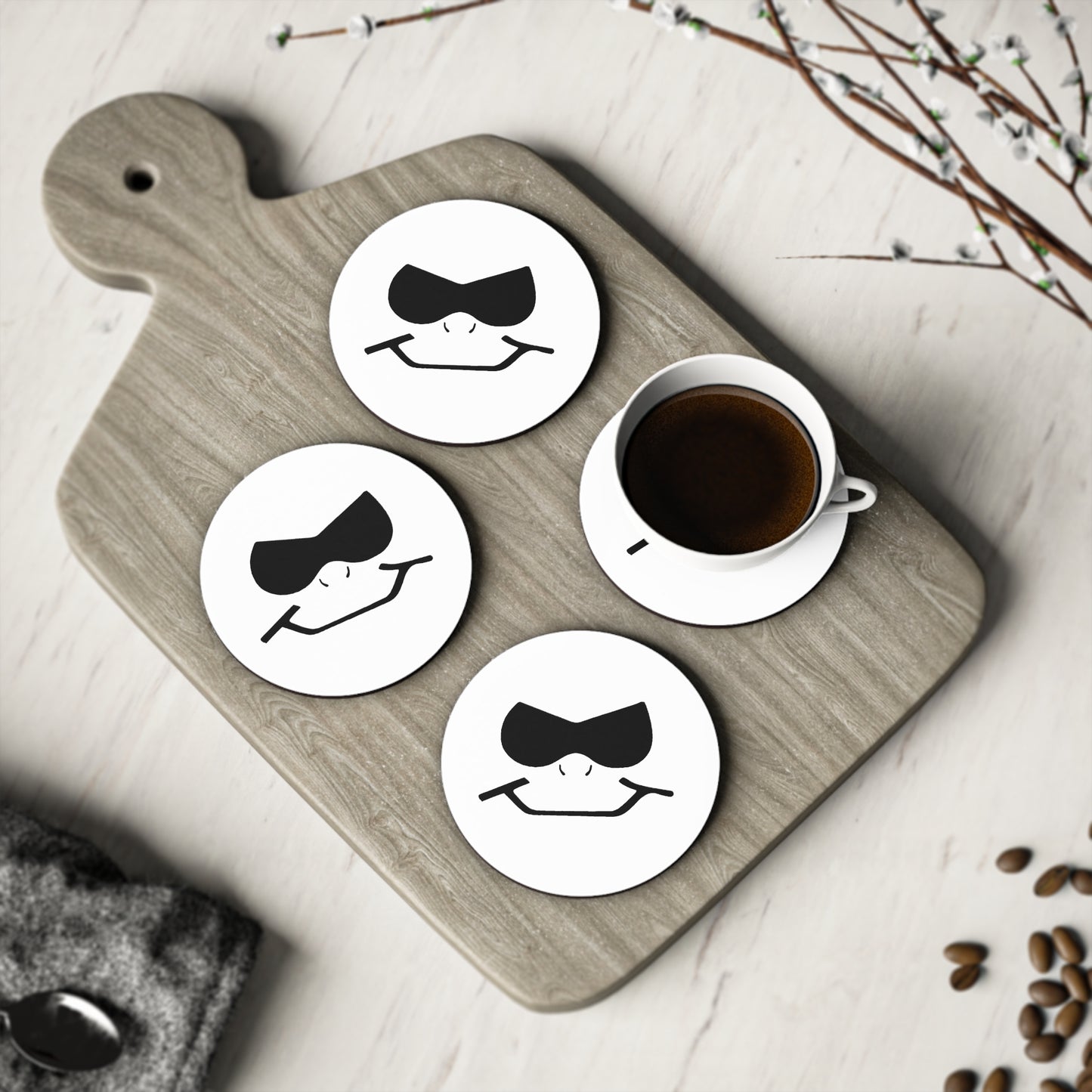 Bad Lad Smiley Cork Drink Coasters