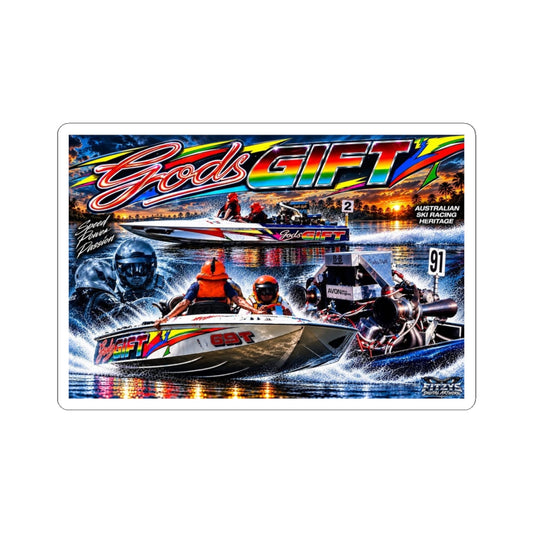 Gods Gift Tribute Stickers in a range of sizes The hottest designs of the iconic game changing boat Great for Gifts or for you