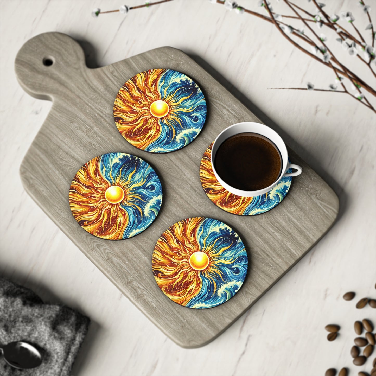 Sun Meets Ocean Drink Coasters