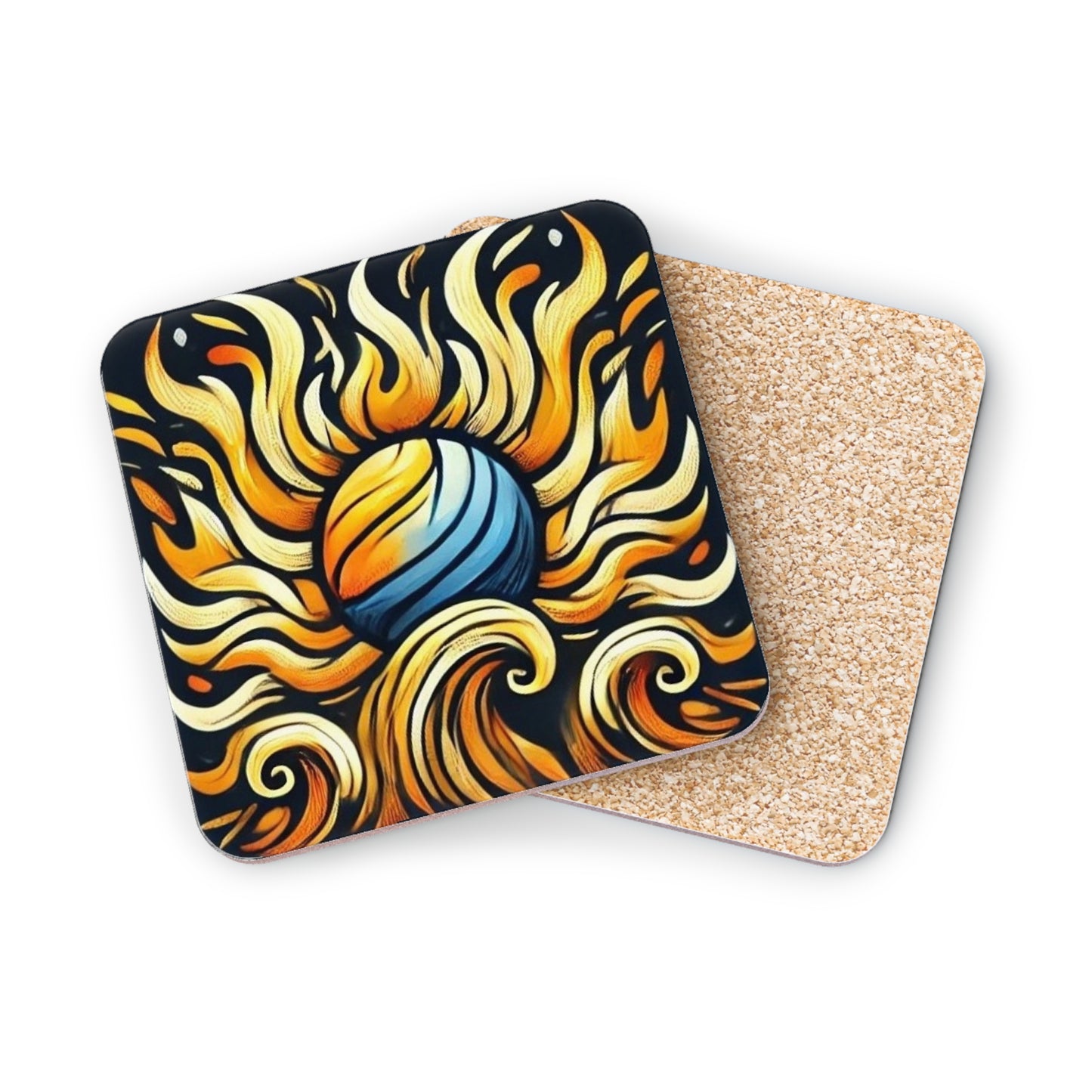 Flare Sun Cork Drink Coasters