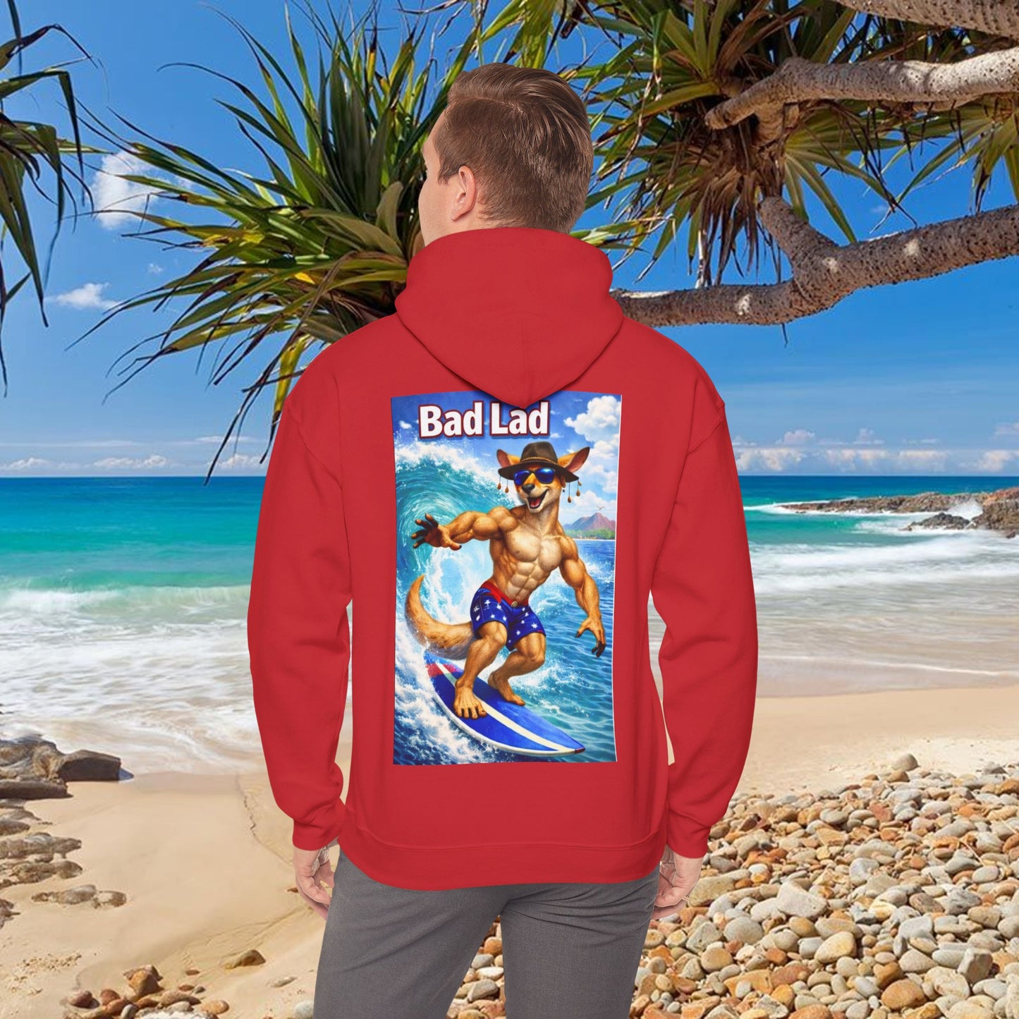 Bad Lad Oz Surfing Kangaroo Unisex Hoodie