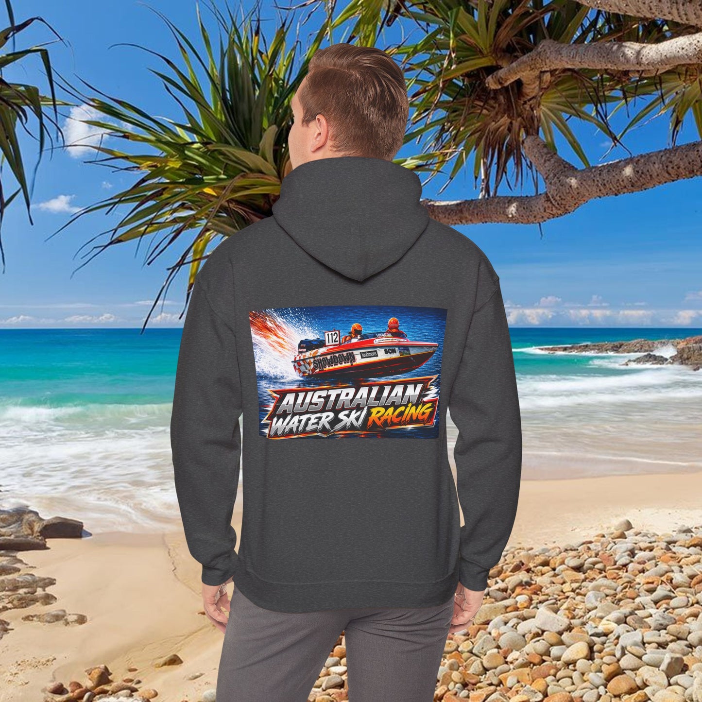 Australian Water Ski Racing Old School legend SHOWDOWN, is featured on this Bad Lad Tribute hoodie sweatshirt