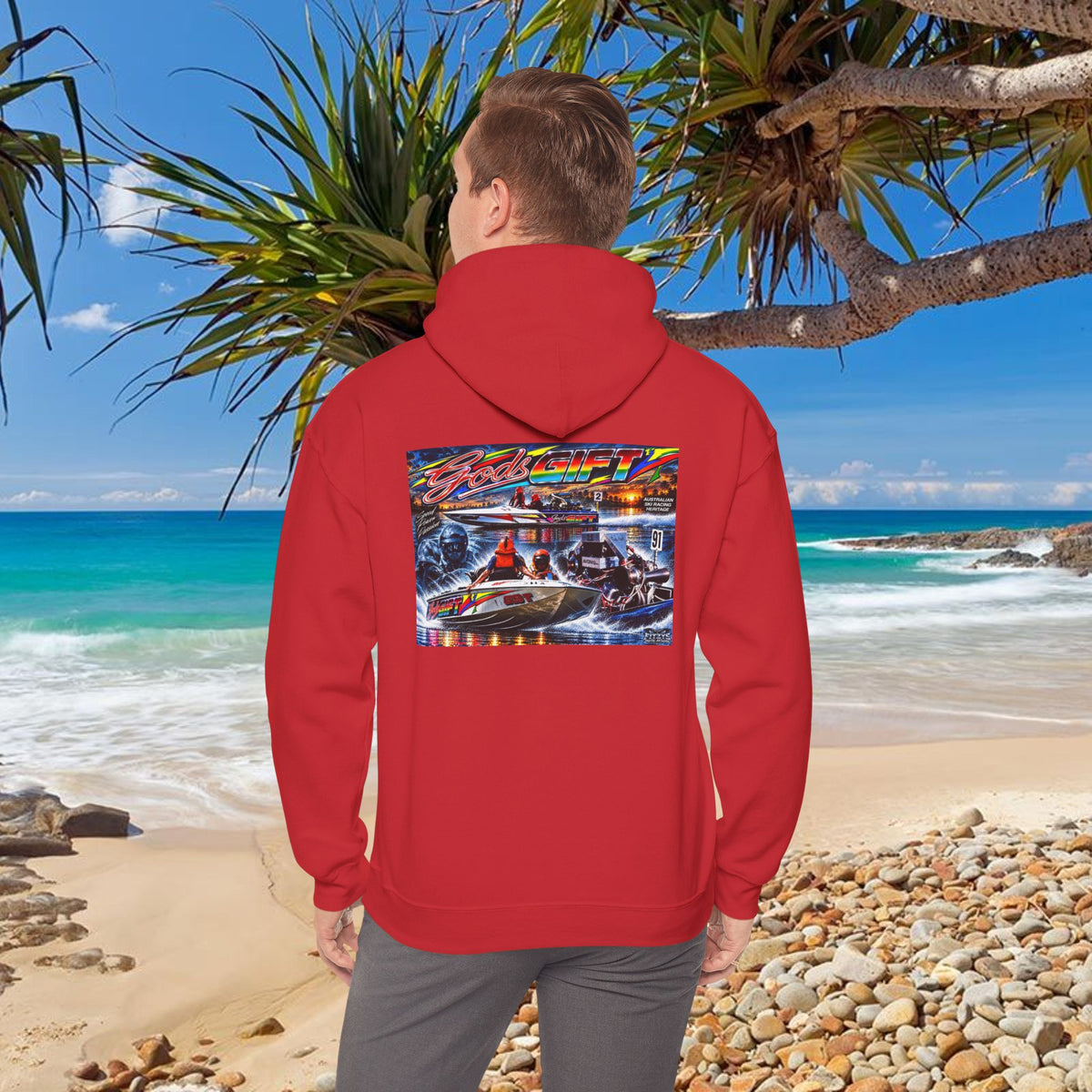 Gods Gift Tribute Hoodie Unisex Heavy Blend™ Hooded Sweatshirt Old School cool from Bad Lad Oz of the boat that changed the game Great Gift