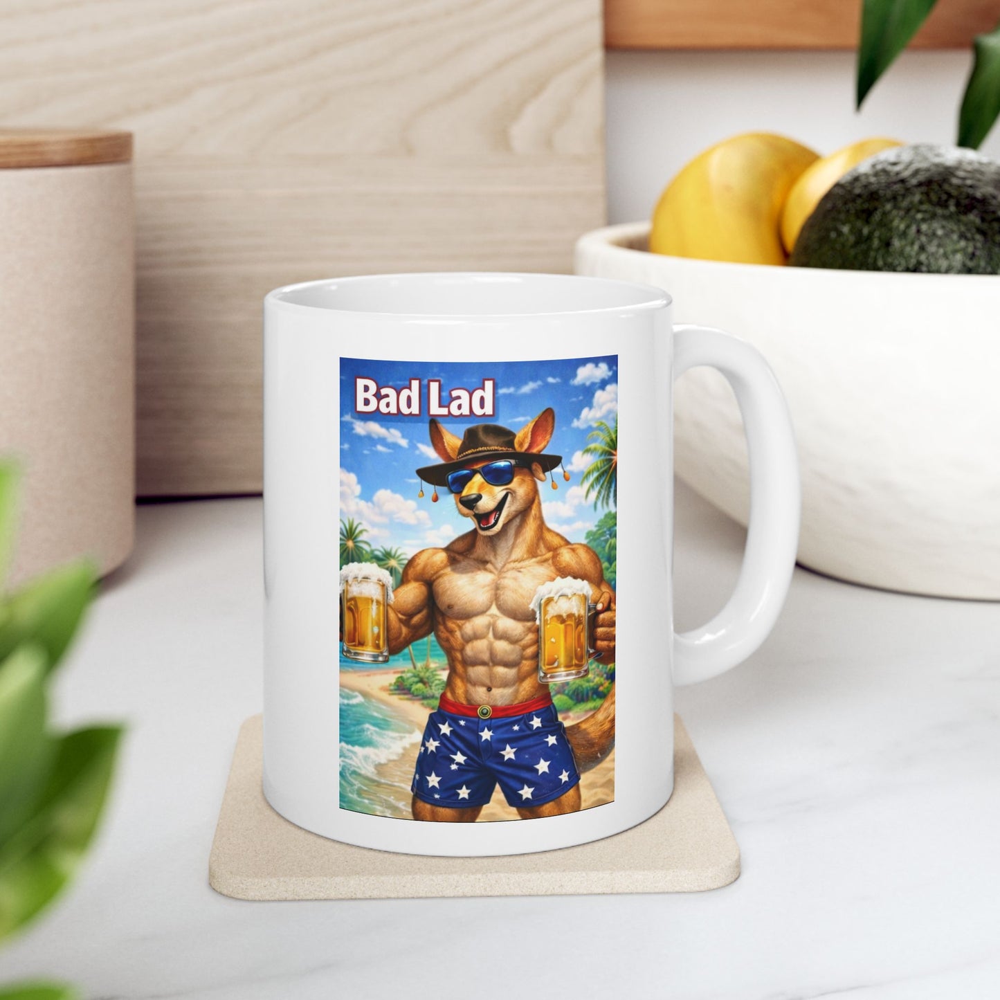 The Bad Lad Action Roo Collection Coffee Mug - Surfing Roo