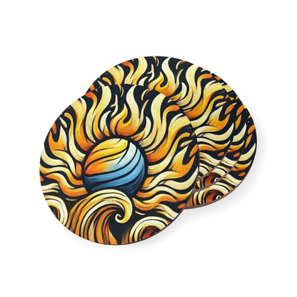 Sunburst Wave Cork Drink Coasters