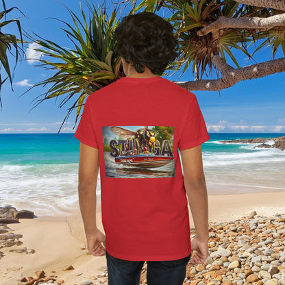STINGA Australian Water Ski Racing Tribute T-shirt celebrating the incredible success of the Connelly known as a LEGEND in ski racing