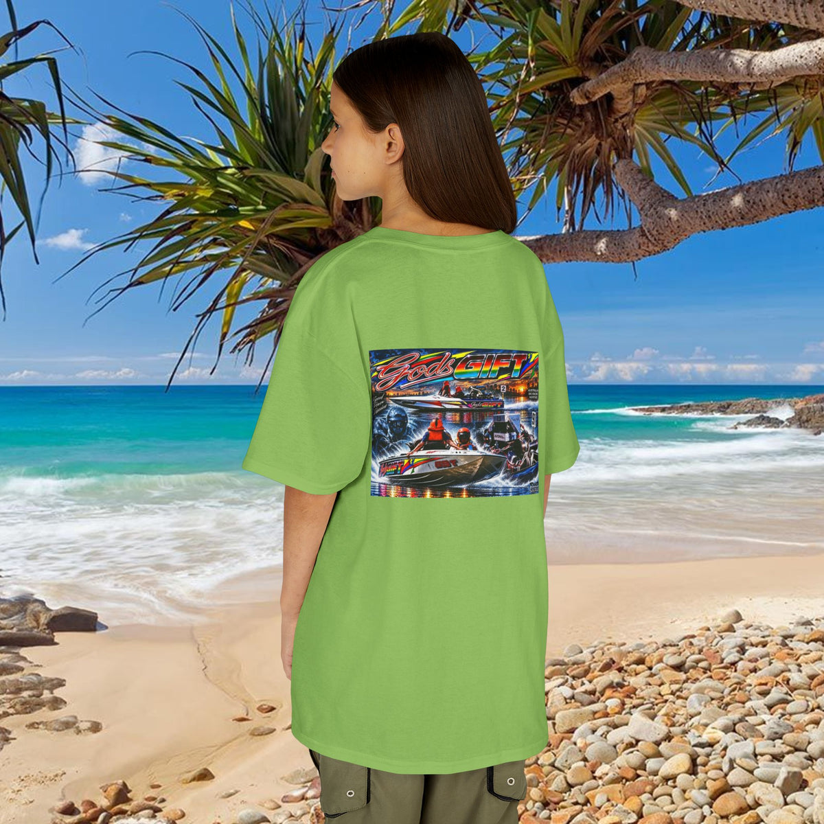 Unisex Gods Gift Kids Tribute Tshirt Reverse Print - design is colourful and bright with some old school cool from Bad Lad Oz  A great unisex idea