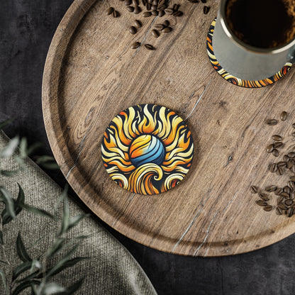 Sunburst Wave Cork Drink Coasters