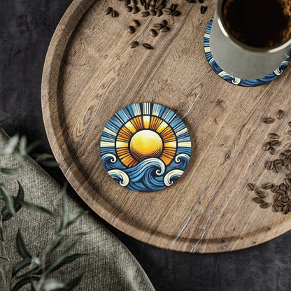 Ocean Sunrise Cork Drink Coasters