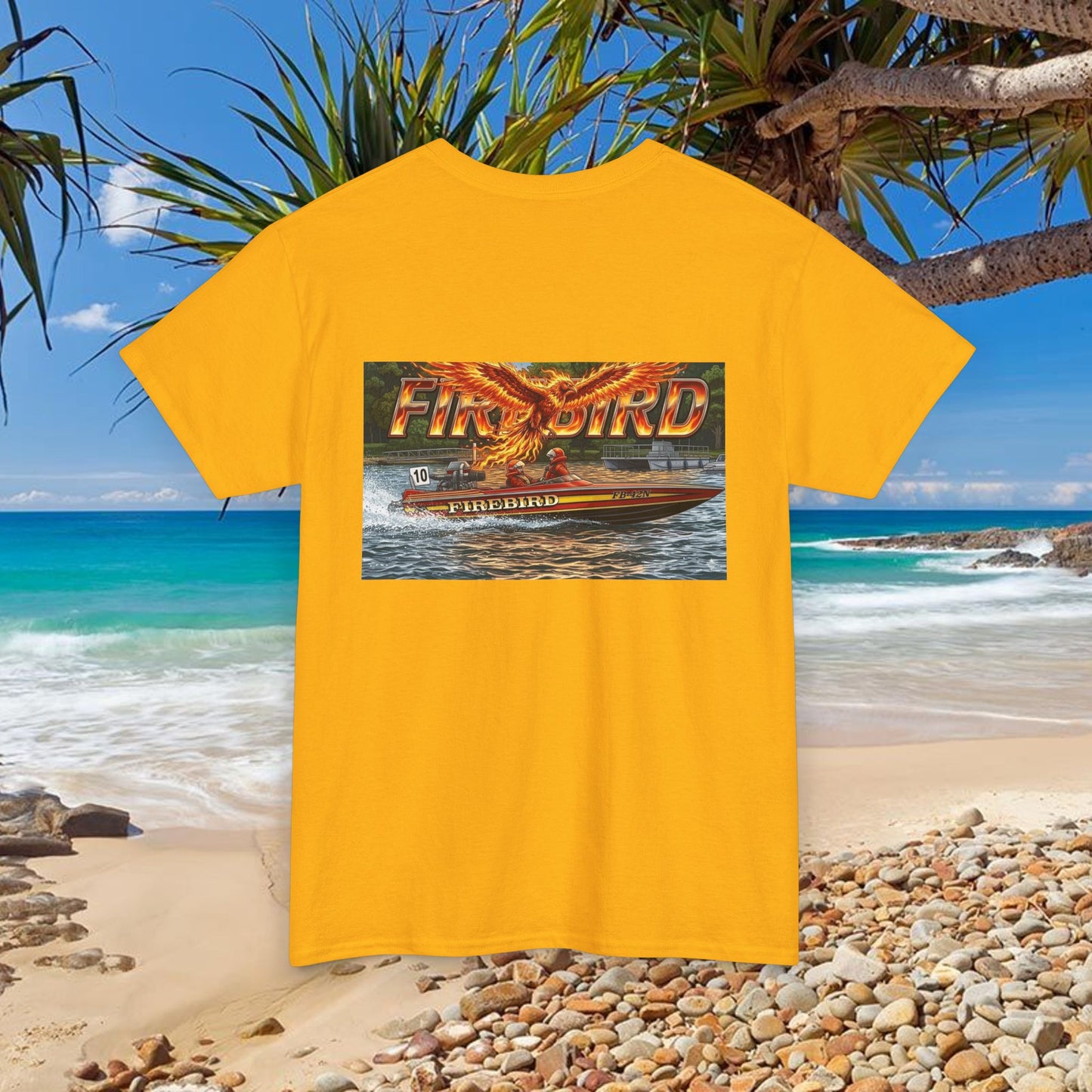 FIREBIRD Australian Water Ski Racing Tribute T-shirt celebrating a favourite of the sport globally for multiple decades and Championships