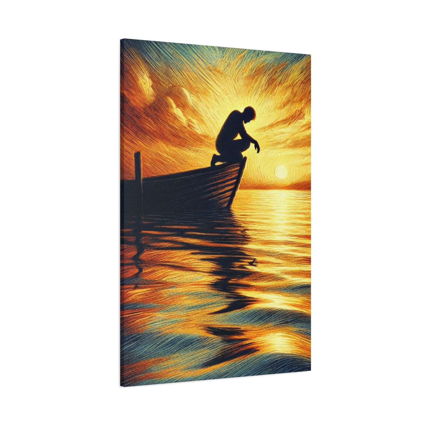 Hand Painted Canvas Wall Art Print - On The Lake