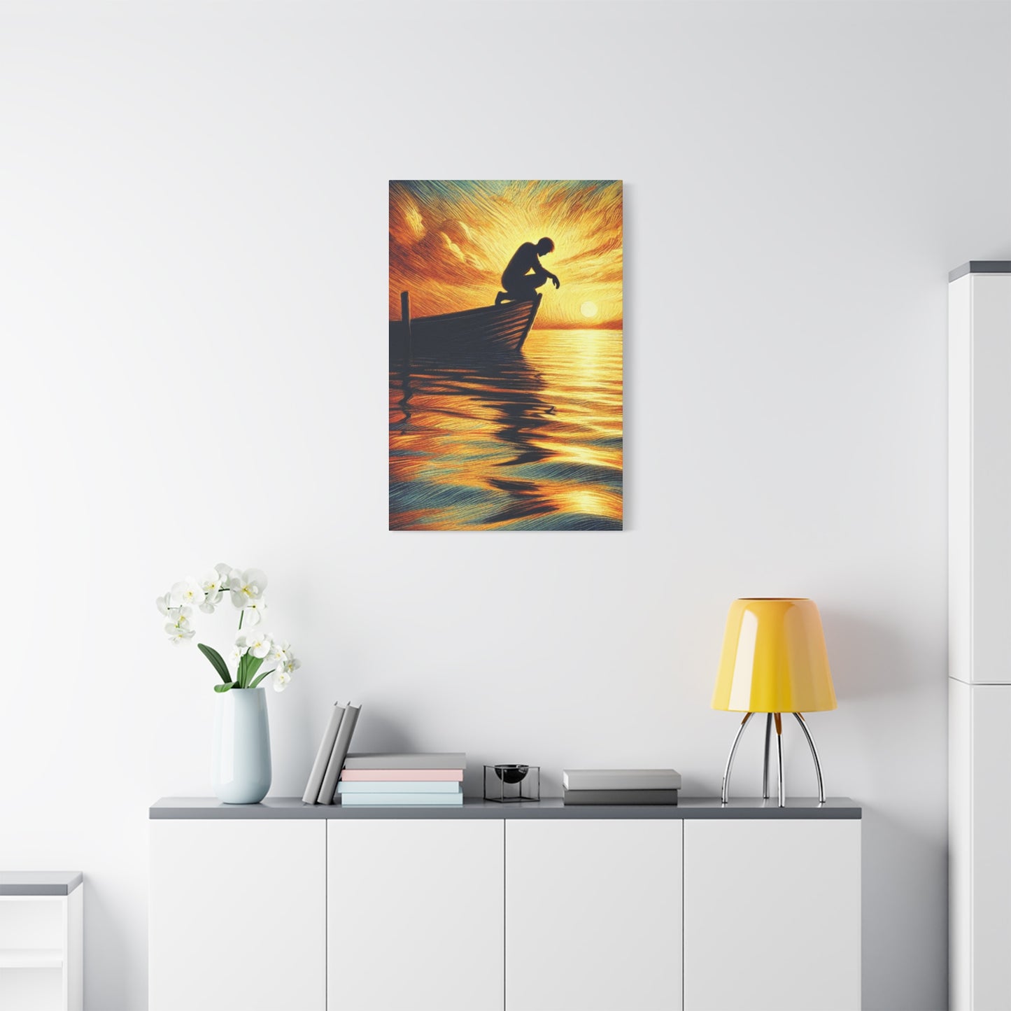 Hand Painted Canvas Wall Art Print - On The Lake
