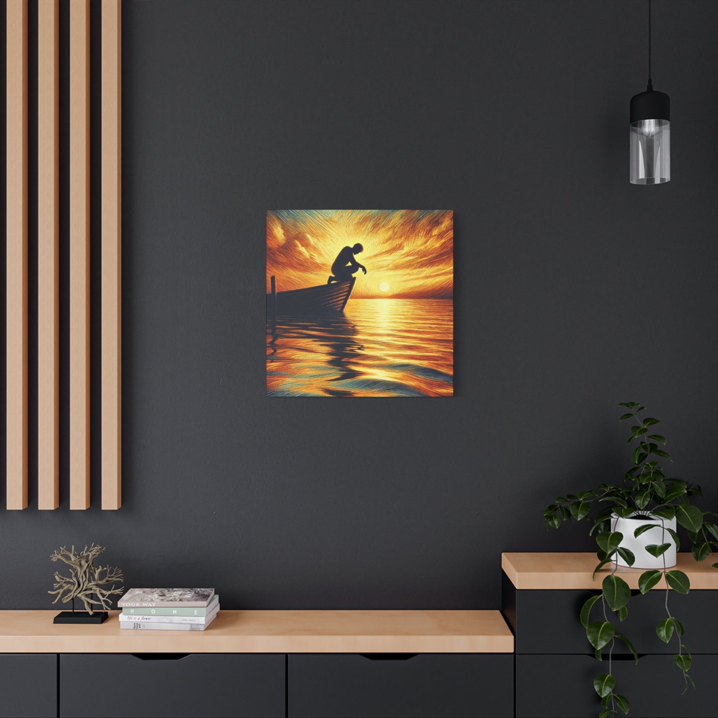 Hand Painted Canvas Wall Art Print - On The Lake