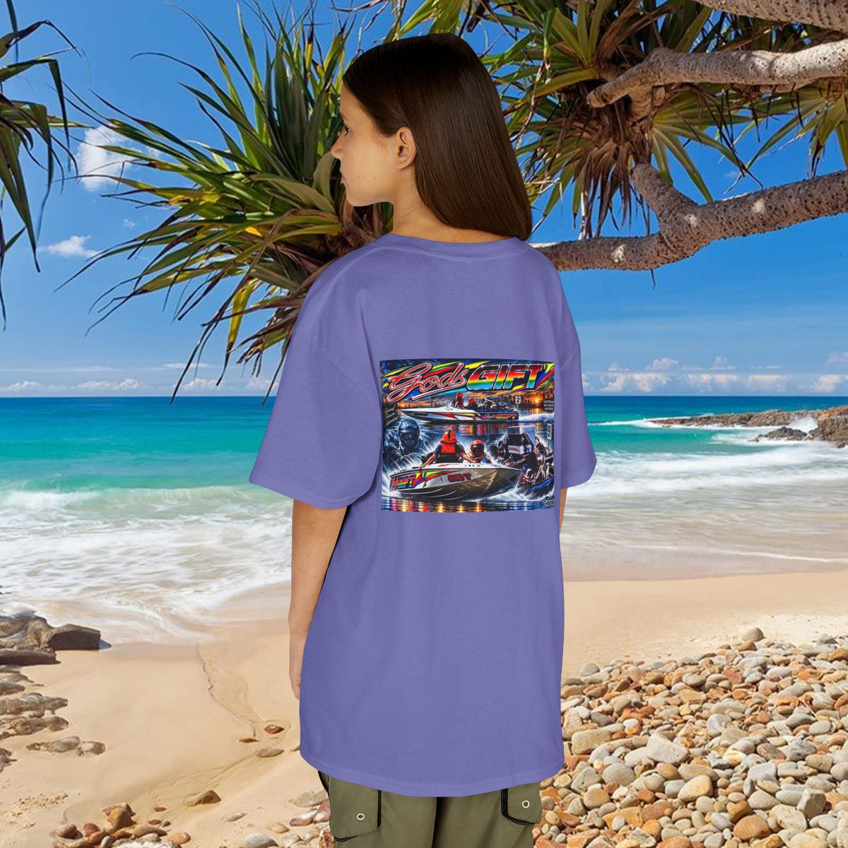 Unisex Gods Gift Kids Tribute Tshirt Reverse Print - design is colourful and bright with some old school cool from Bad Lad Oz  A great unisex idea