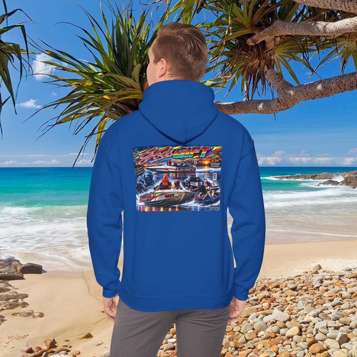 Gods Gift Tribute Hoodie Unisex Heavy Blend™ Hooded Sweatshirt Old School cool from Bad Lad Oz of the boat that changed the game Great Gift
