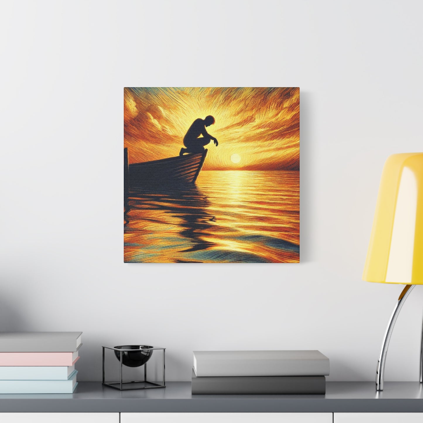 Hand Painted Canvas Wall Art Print - On The Lake