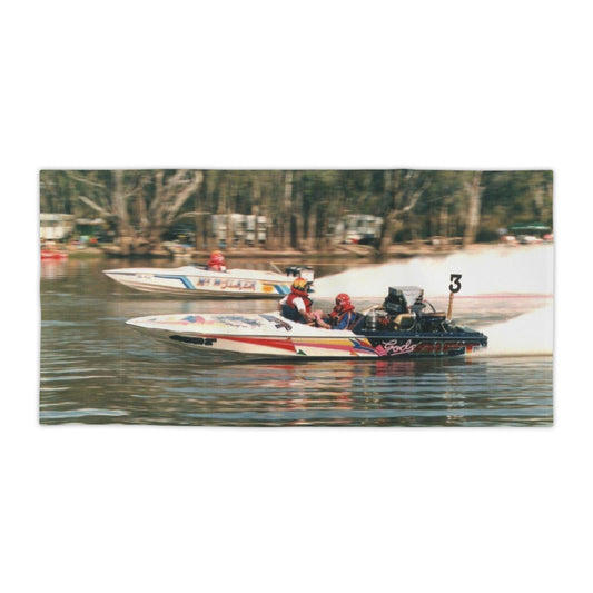 Water Ski Racing Beach Towel - “Mr Walker v Gods Gift" Australian Water Ski Racing