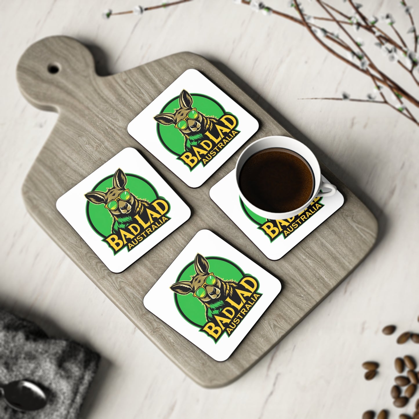 Bad Lad Bad Roo Cork Drink Coasters