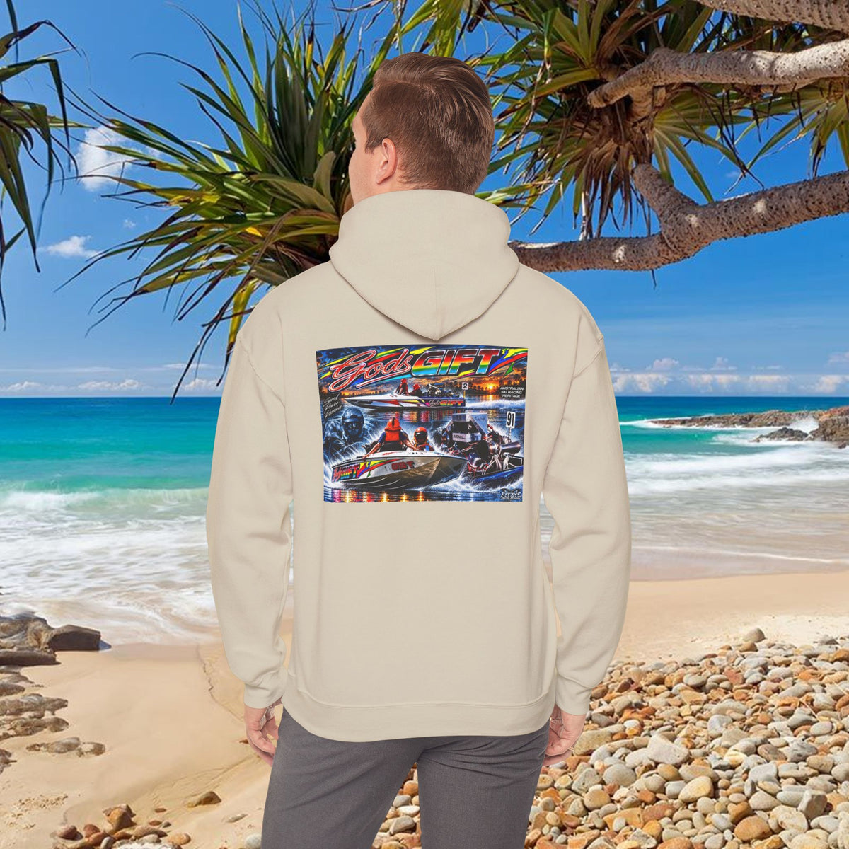 Gods Gift Tribute Hoodie Unisex Heavy Blend™ Hooded Sweatshirt Old School cool from Bad Lad Oz of the boat that changed the game Great Gift