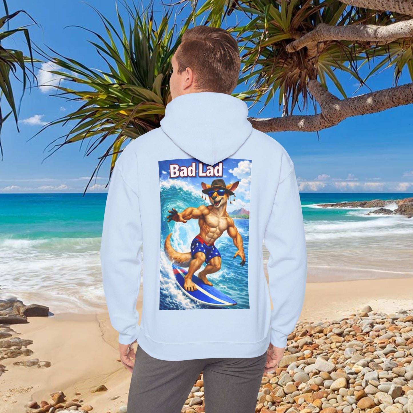 Bad Lad Oz Surfing Kangaroo Unisex Hoodie