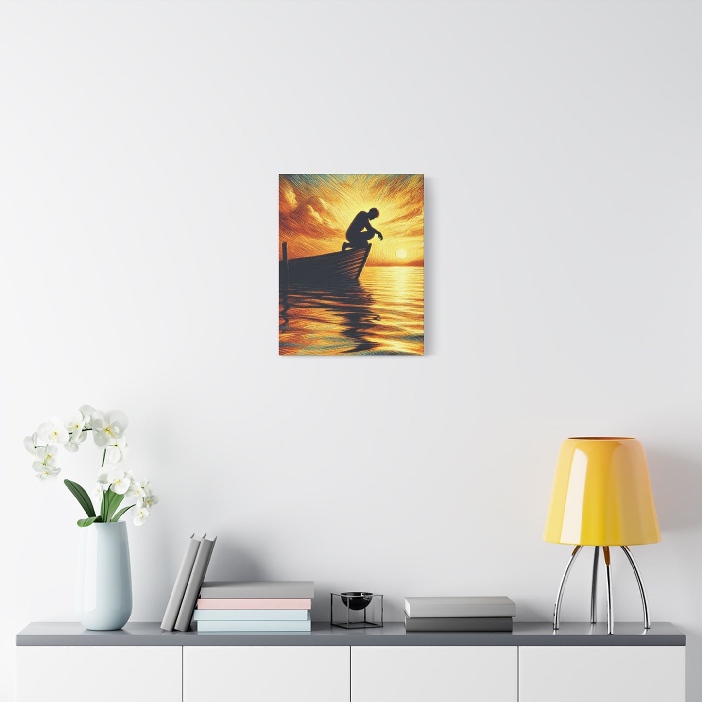Hand Painted Canvas Wall Art Print - On The Lake