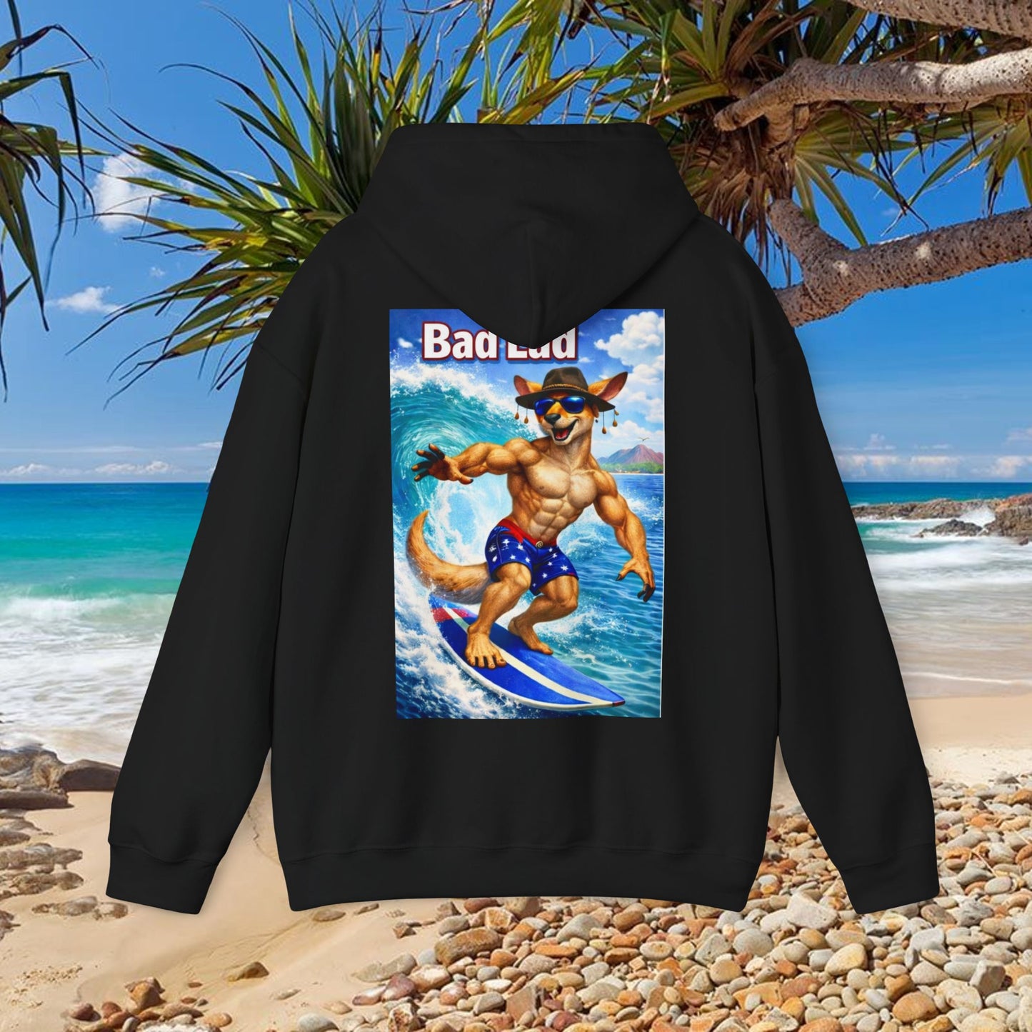 Bad Lad Oz Surfing Kangaroo Unisex Hoodie