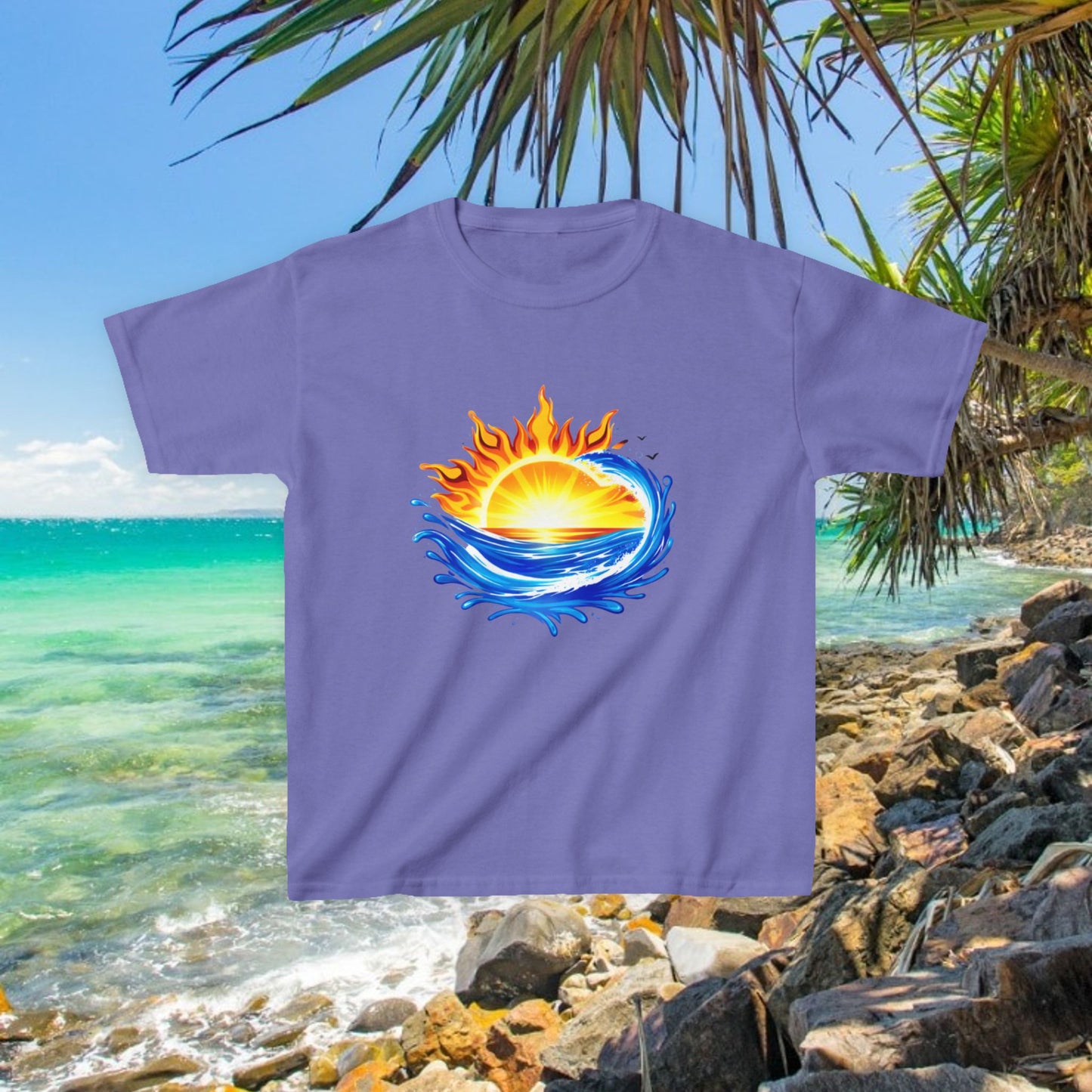 Bad Lad Australia Beach Bum Kids Unisex Tee - Fun, Aussie Pride Kids T-Shirt, featuring a Vibrant and Colourful Summer design