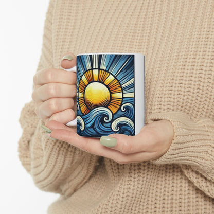 Bad Lad Oz Ocean Sun Waves Coffee Cup