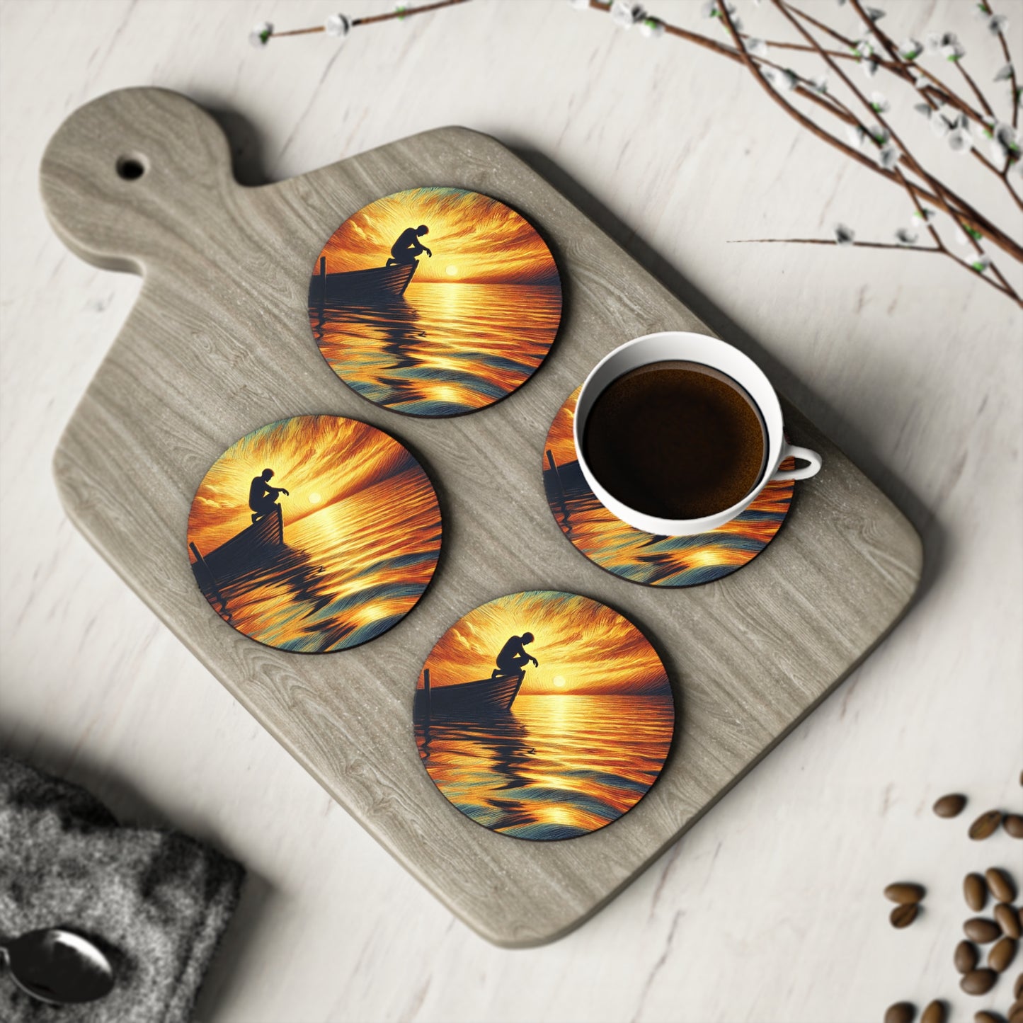 On The Lake Cork Drink Coasters