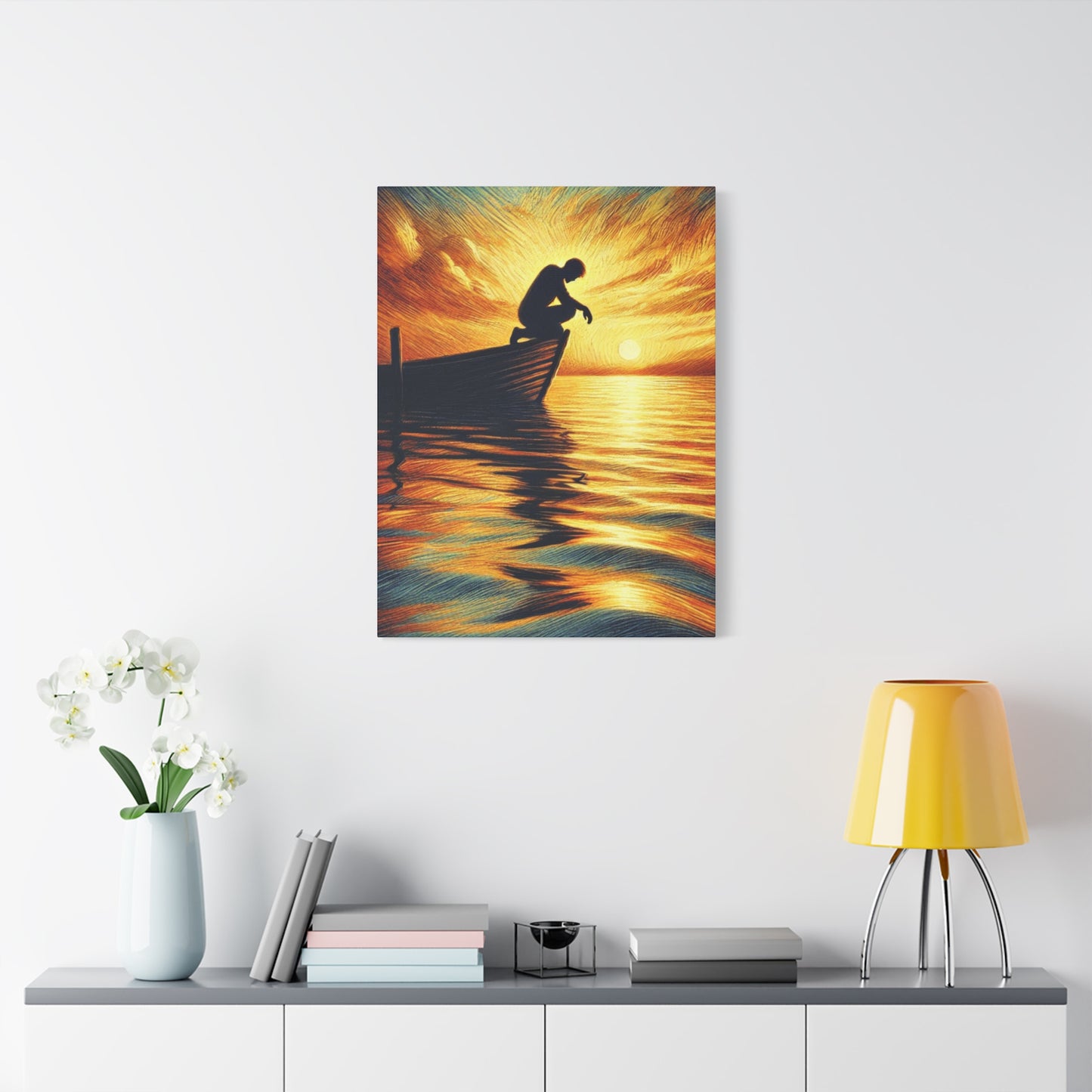 Hand Painted Canvas Wall Art Print - On The Lake