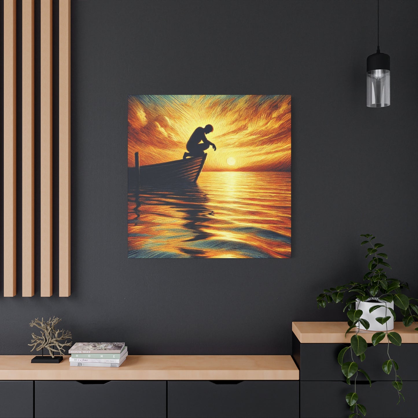 Hand Painted Canvas Wall Art Print - On The Lake