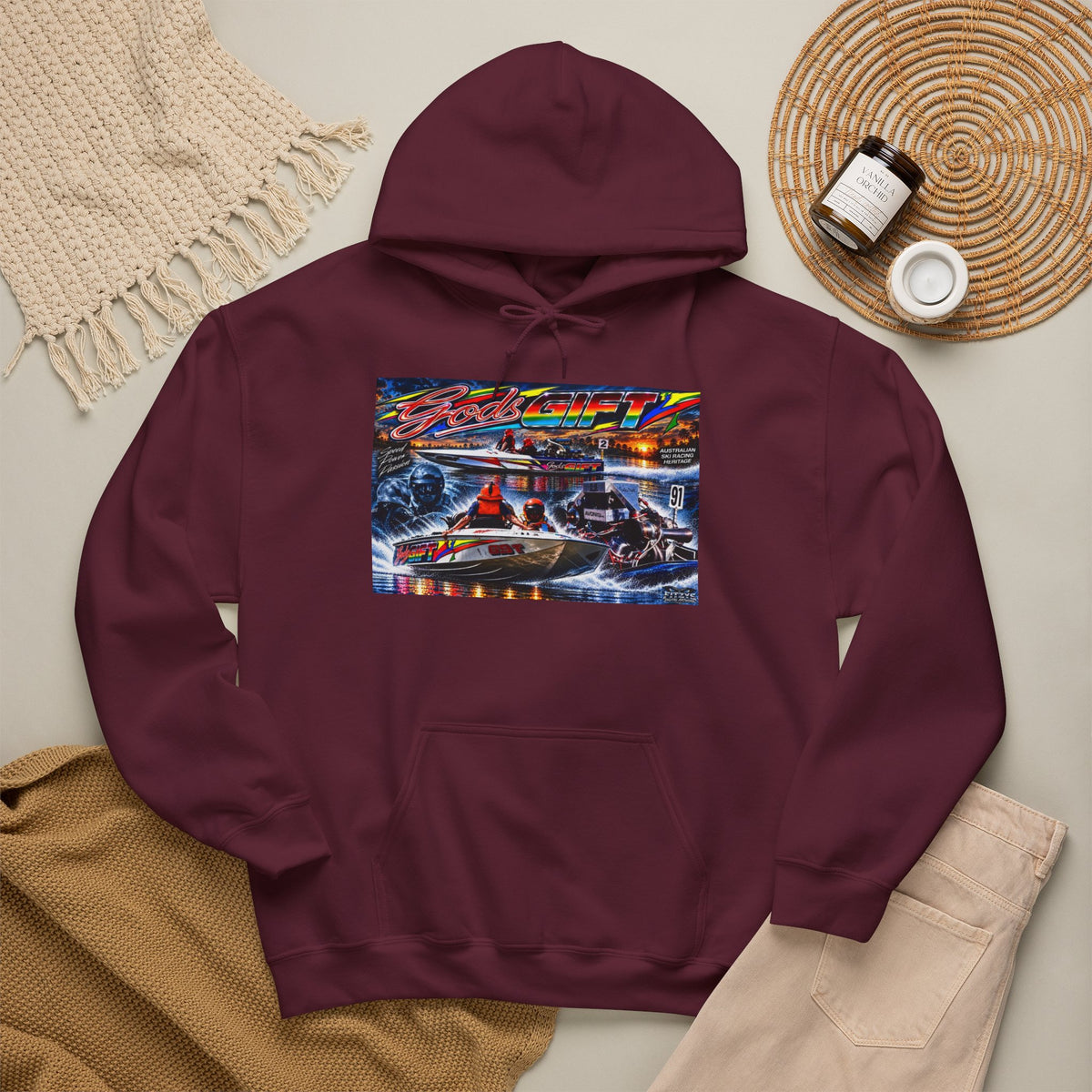 Gods Gift Tribute Hoodie Unisex Heavy Blend™ Hooded Sweatshirt Old School cool from Bad Lad Oz of the boat that changed the game Great Gift
