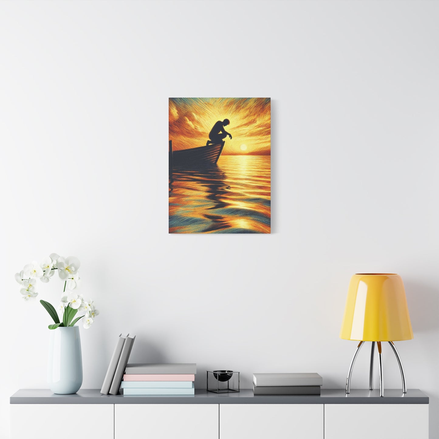 Hand Painted Canvas Wall Art Print - On The Lake