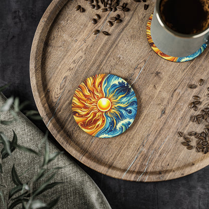 Sun Meets Ocean Cork Drink Coasters