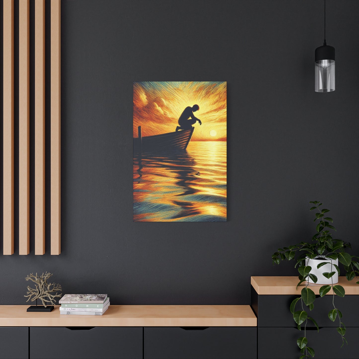 Hand Painted Canvas Wall Art Print - On The Lake