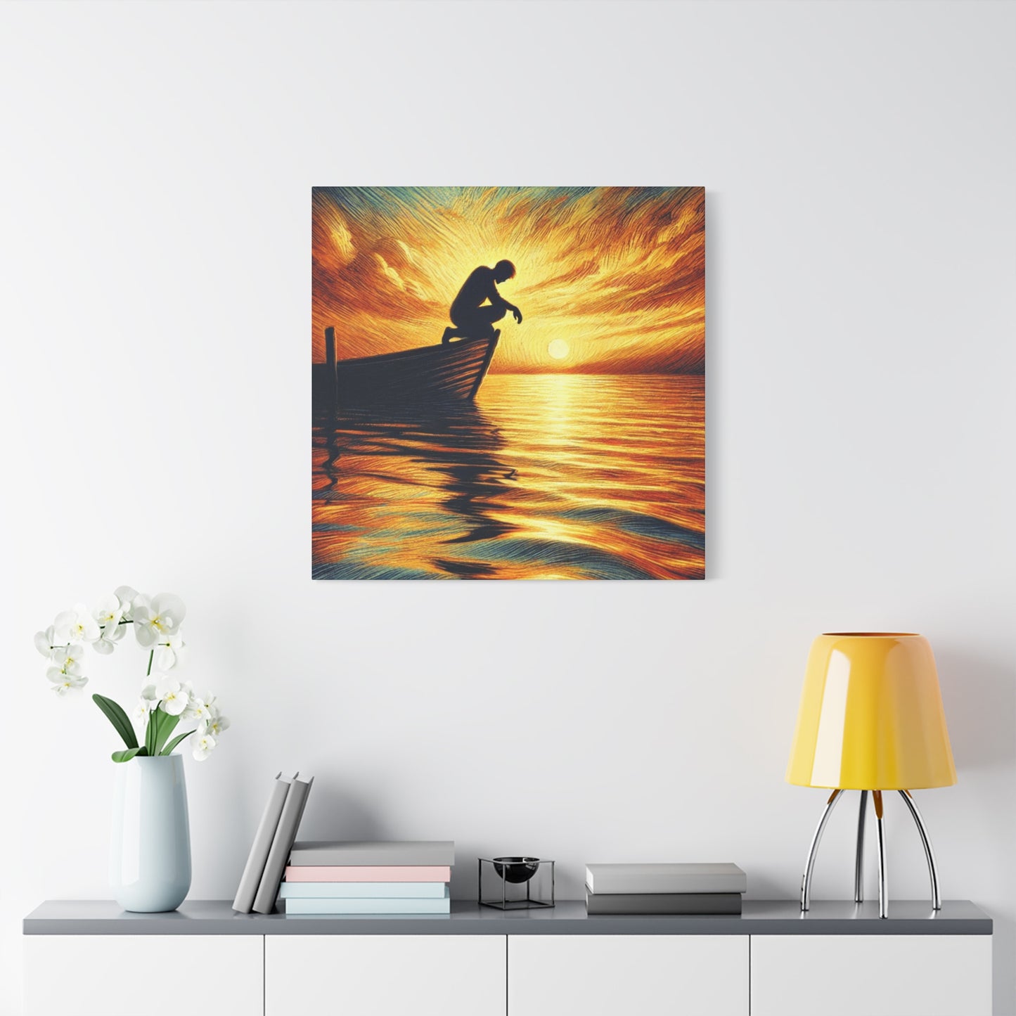 Hand Painted Canvas Wall Art Print - On The Lake