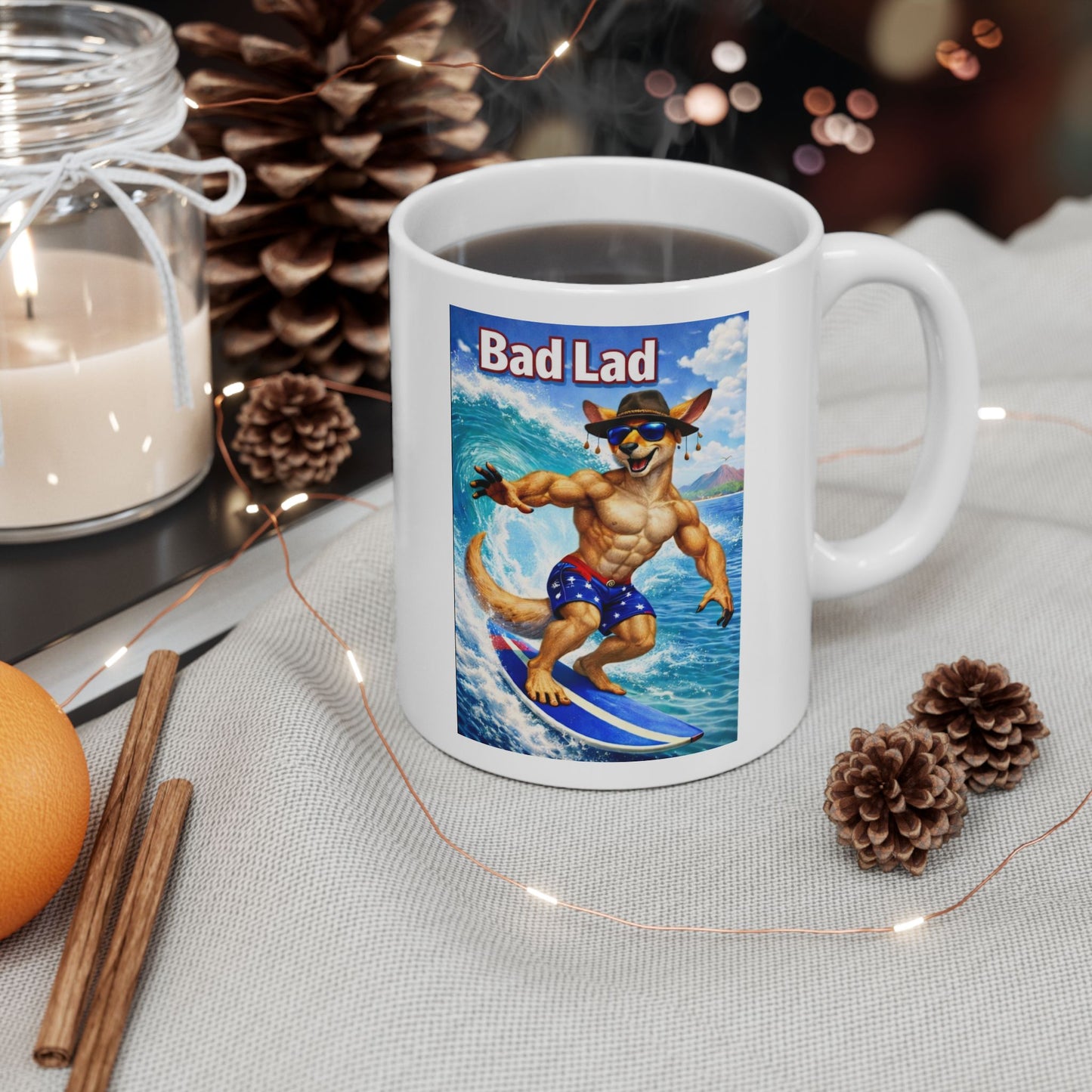 Bad Lad Action Roo Collection - Surfing Roo Coffee Mug