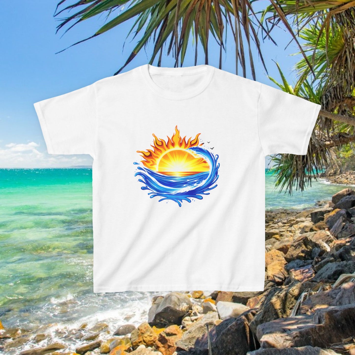 Bad Lad Australia Beach Bum Kids Unisex Tee - Fun, Aussie Pride Kids T-Shirt, featuring a Vibrant and Colourful Summer design