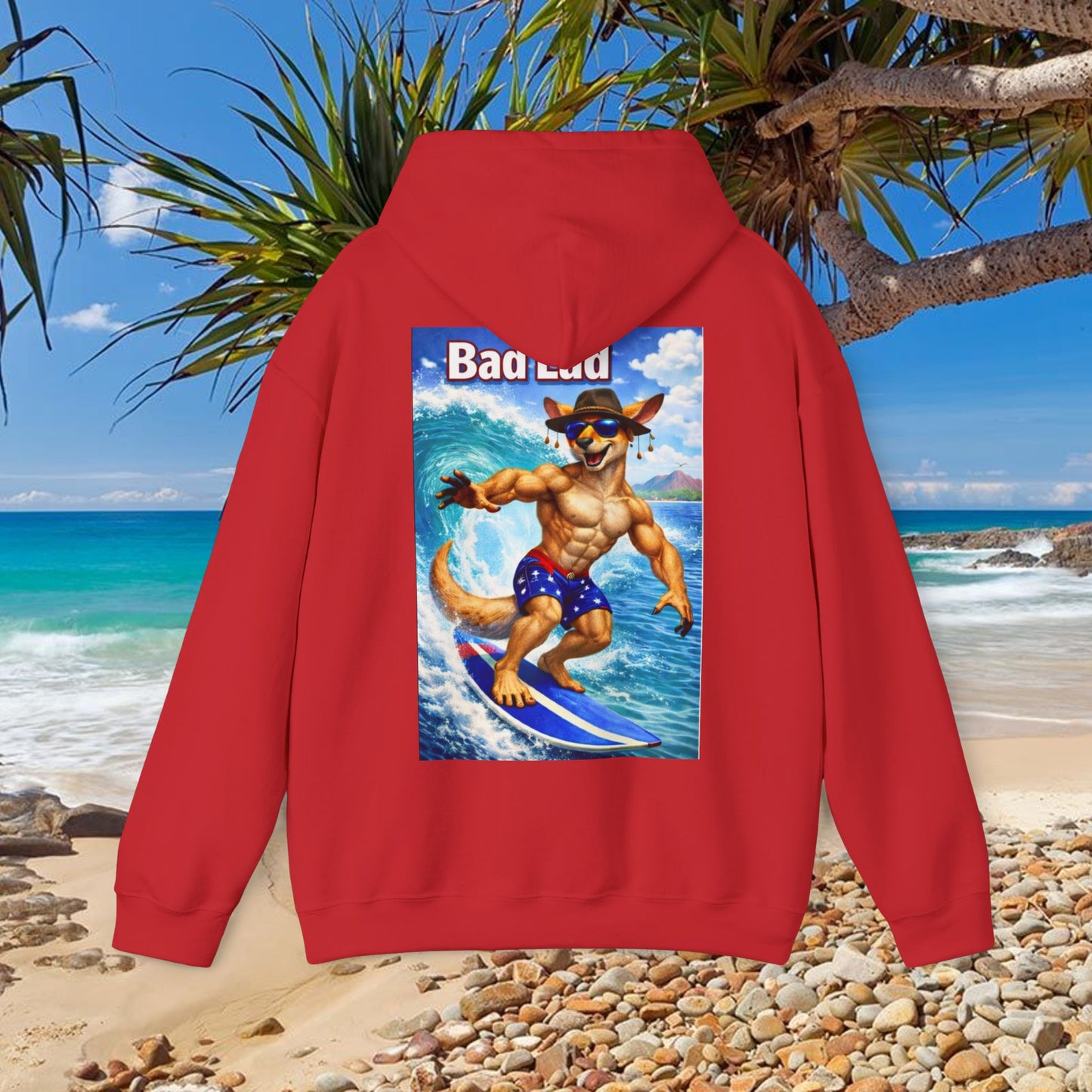 Bad Lad Oz Surfing Kangaroo Unisex Hoodie