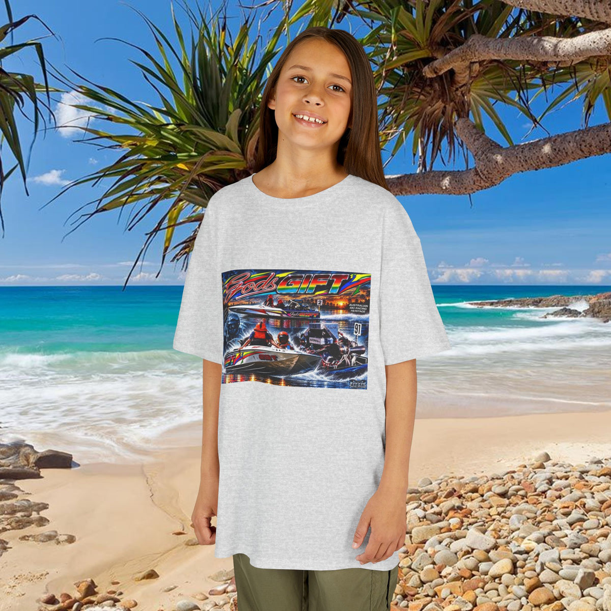 Gods Gift Kids Tribute Tshirt design is colourful and bright with some old school cool from Bad Lad Oz  A great unisex idea