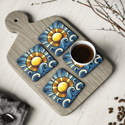 Ocean Sunrise Cork Drink Coasters