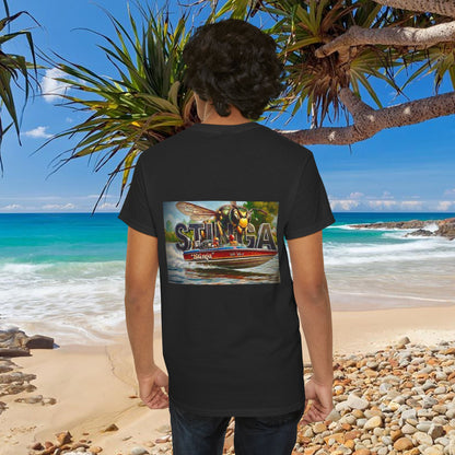 STINGA Australian Water Ski Racing Tribute T-shirt celebrating the incredible success of the Connelly known as a LEGEND in ski racing
