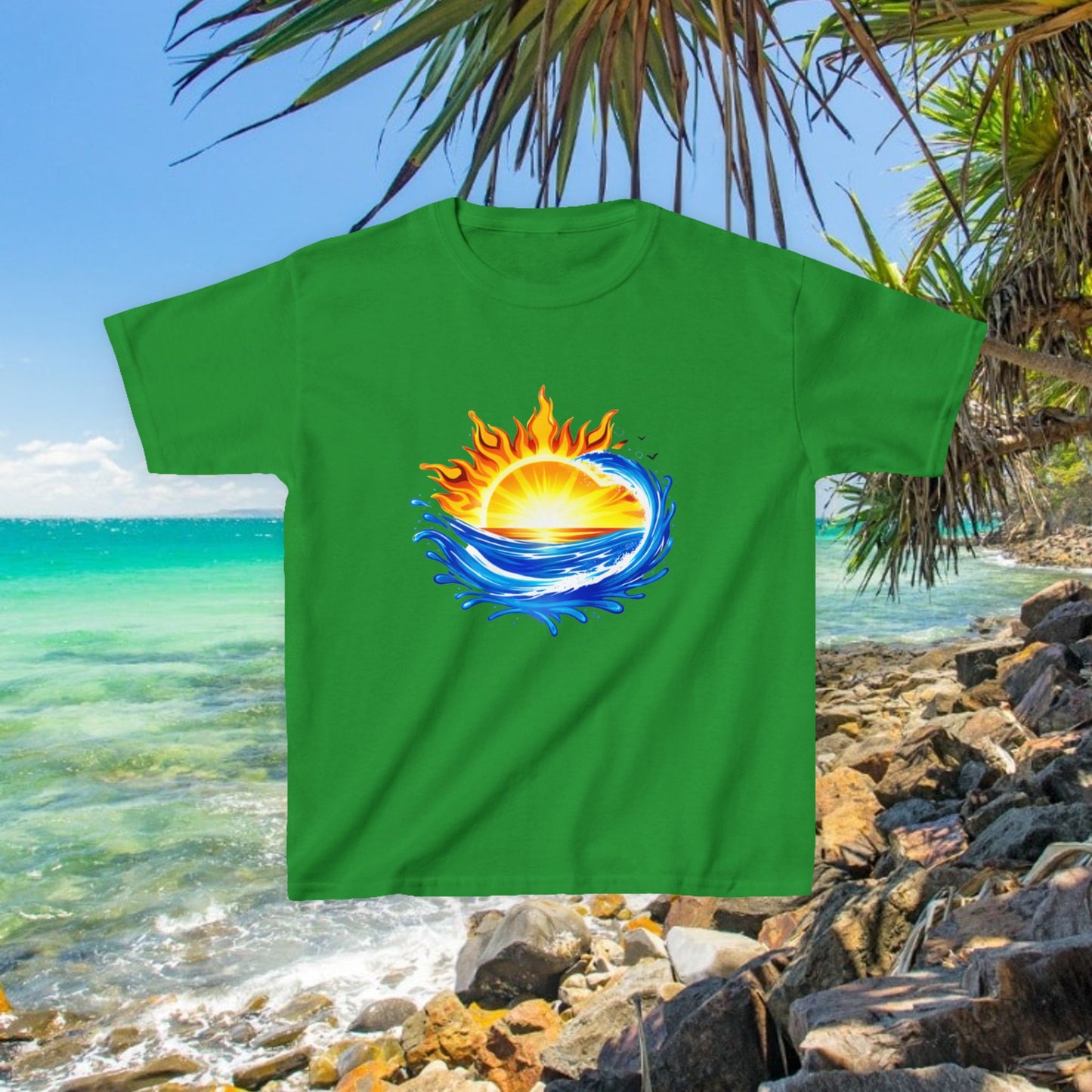 Bad Lad Australia Beach Bum Kids Unisex Tee - Fun, Aussie Pride Kids T-Shirt, featuring a Vibrant and Colourful Summer design