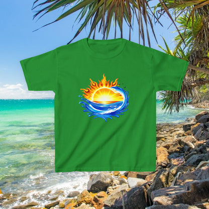 Bad Lad Australia Beach Bum Kids Unisex Tee - Fun, Aussie Pride Kids T-Shirt, featuring a Vibrant and Colourful Summer design