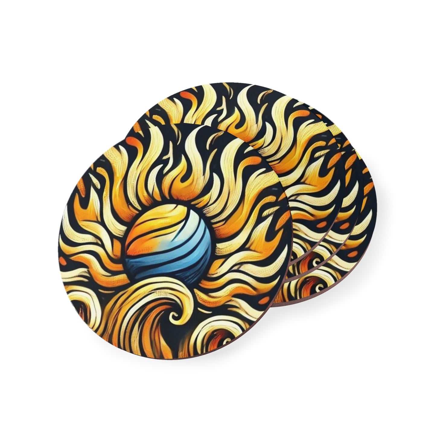 Flare Sun Cork Drink Coasters