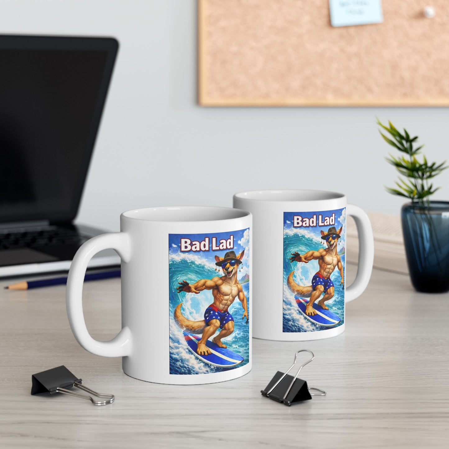 Bad Lad Action Roo Collection - Surfing Roo Coffee Mug