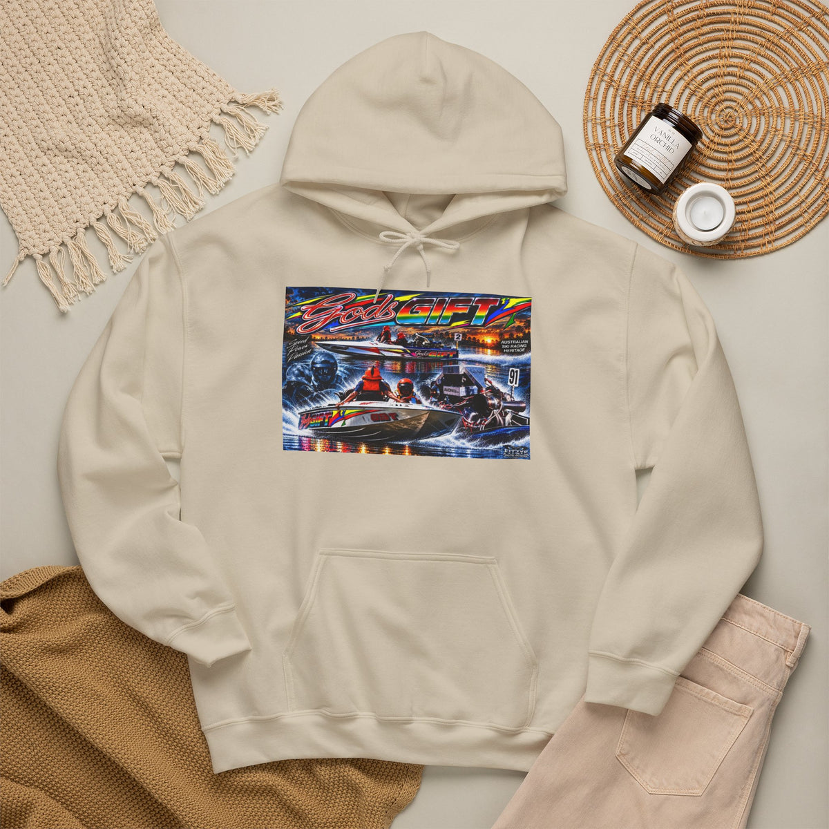 Gods Gift Tribute Hoodie Unisex Heavy Blend™ Hooded Sweatshirt Old School cool from Bad Lad Oz of the boat that changed the game Great Gift