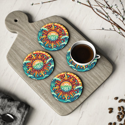 Summer Vibes Cork Drink Coasters