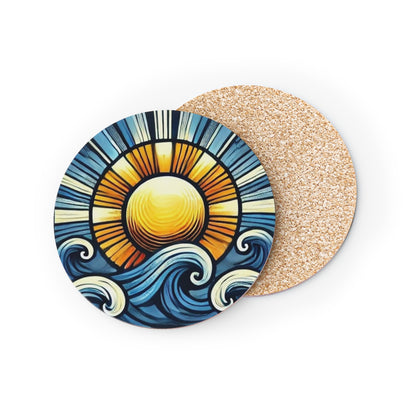 Ocean Sunrise Cork Drink Coasters